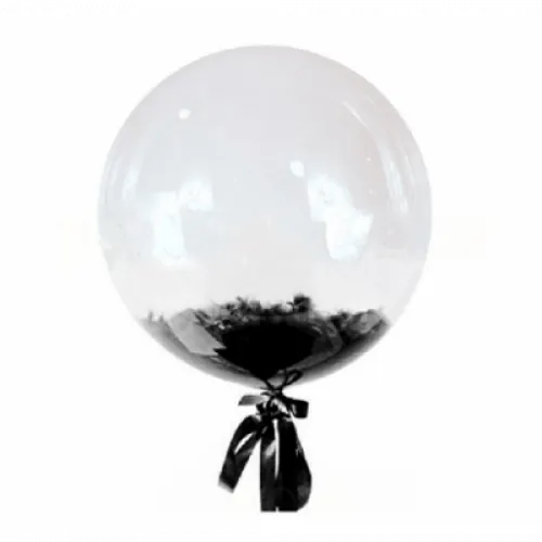 Шар BUBBLE баблс с черными перьями