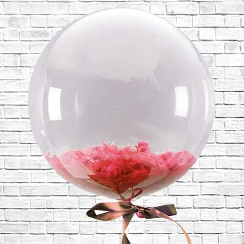 Шар BUBBLE баблс с красными перьями