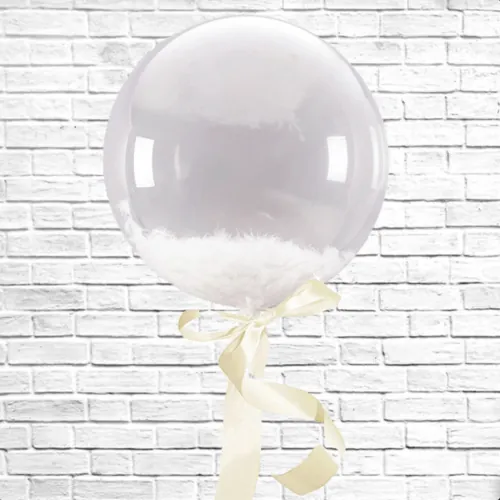 Шар BUBBLE баблс с белыми перьями