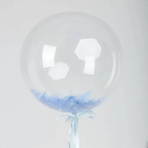 Шар BUBBLE баблс с голубыми перьями