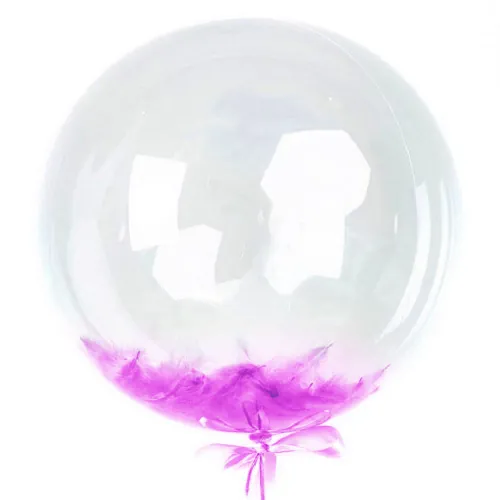 Шар BUBBLE баблс с сиреневыми перьями