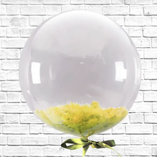 Шар BUBBLE баблс с желтыми перьями