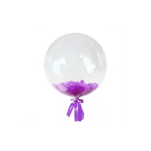 Шар BUBBLE баблс с фиолетовыми перьями